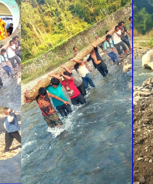 संघिय संसद र प्रदेशका मुख्यमन्त्री भन्दा बहादुर देखिए राक्सिराङ्गे जनता, खोलामा निर्माण गरे काठे पुल