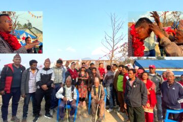 उमेदवार बिष्टलाई ईपा देउरालीका जन्ताले गलाभरी माला लगाई स्वागत